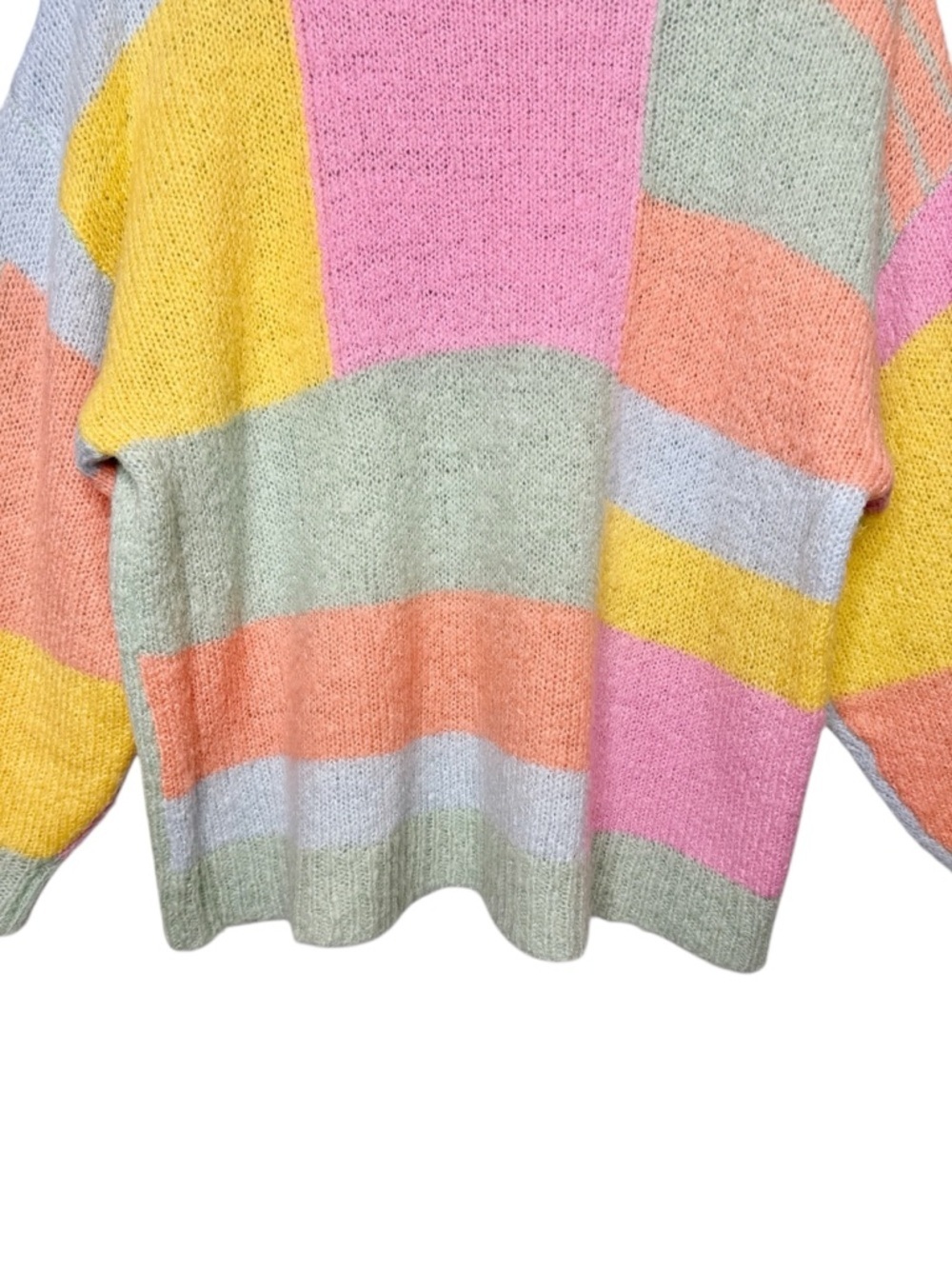 Lisa Says Gah Helen Sweater Pastel Color Block Oversized Pink Green Yellow M/L - Picture 6 of 15